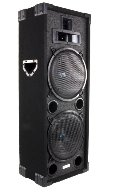 VM Audio VAS4210P 2200W 4-Way Dual 10" DJ Loud Speakers + Cables & Tripod Poles
