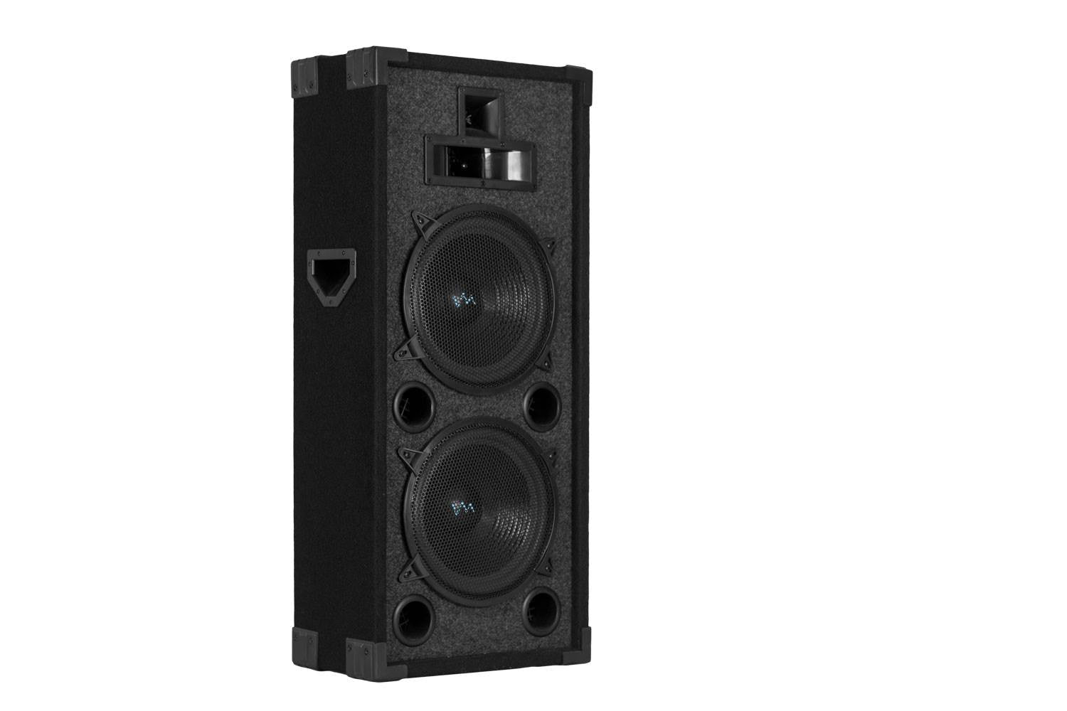 VM Audio VAS4210P 2200W 4-Way Dual 10" DJ Loud Speakers + Cables & Tripod Poles