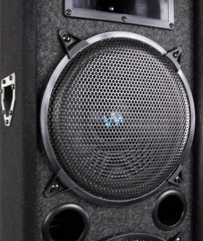 2) VM Audio VAS4212P 3600W 4-Way Dual 12" DJ Loud Speakers + Cables & Tripods