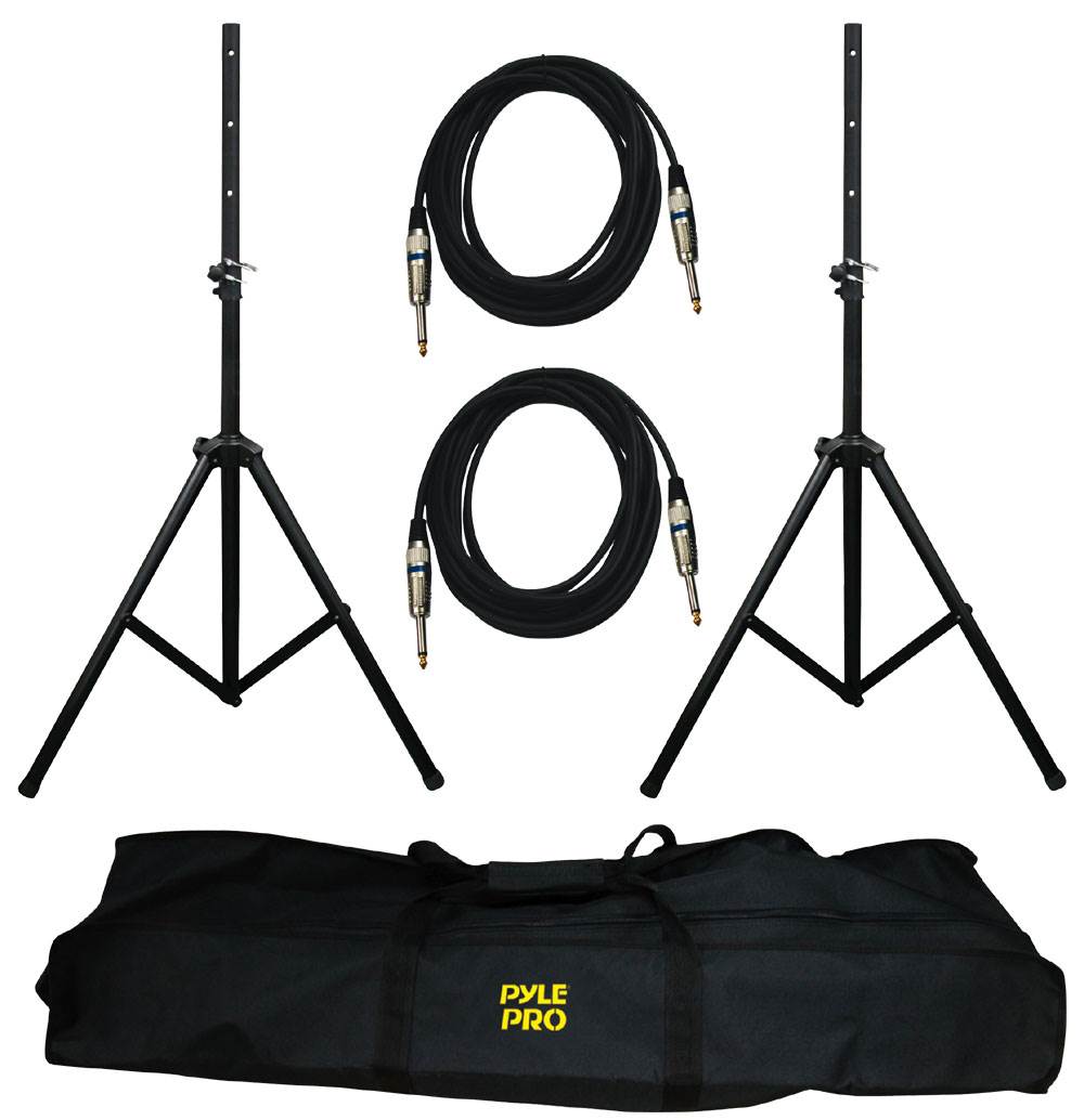 2) VM Audio VAS4212P 3600W 4-Way Dual 12" DJ Loud Speakers + Cables & Tripods