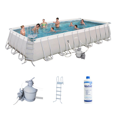 Bestway 24' x 12' x 52" Power Steel Rectangular Above Ground Swimming Pool Set - VMInnovations