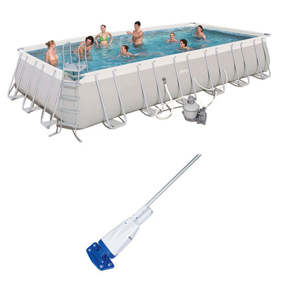 Bestway 24ft x 12ft x 52in Rectangular Above Ground Pool Set w/ Pool Vacuum