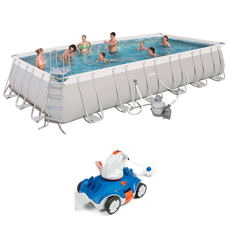 Bestway 24ft x 12ft x 52in Above Ground Swimming Pool w/ Cordless Cleaning Robot
