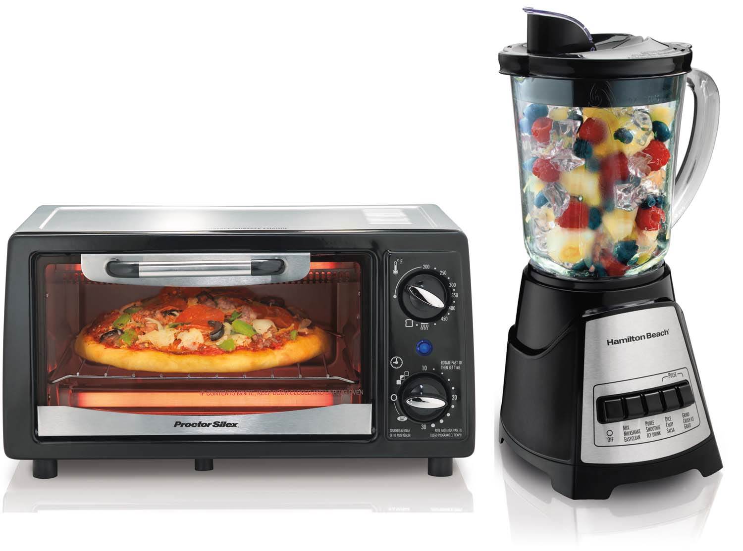 Hamilton Beach 31137 + 58148 Countertop Toaster Oven & Blender Appliance Bundle
