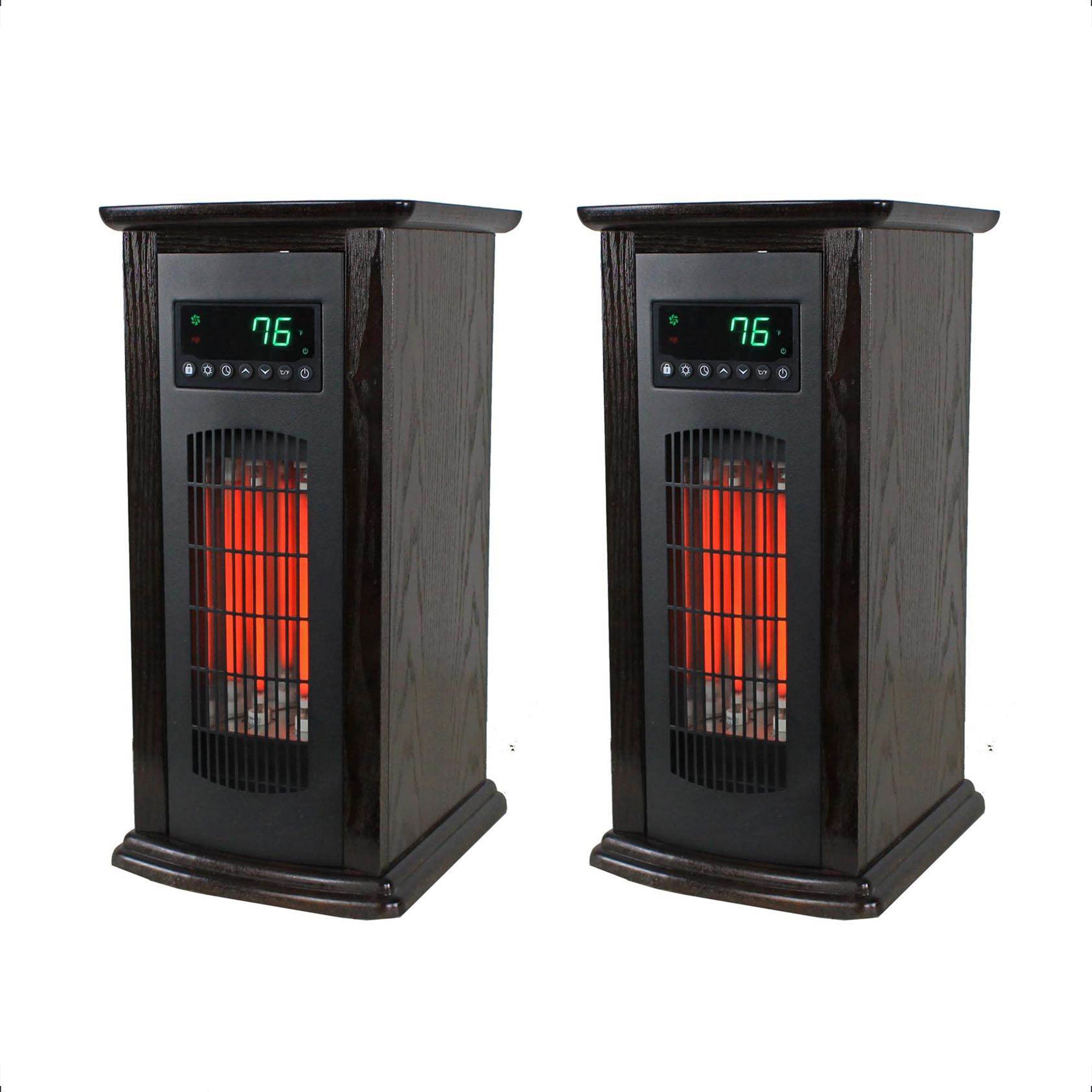 LifeSmart LifePro 1500W Infrared Quartz Indoor Tower Space Heater, Black (2 Pk) - VMInnovations