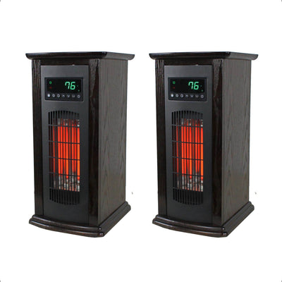 LifeSmart LifePro 1500W Infrared Quartz Indoor Tower Space Heater, Black (2 Pk) - VMInnovations