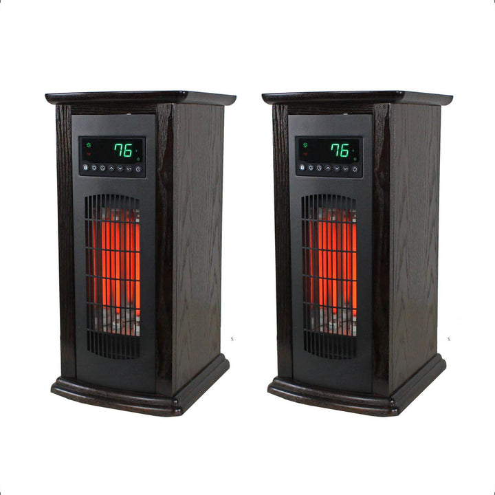 LifeSmart LifePro 1500W Infrared Quartz Indoor Tower Space Heater, Black (2 Pk)