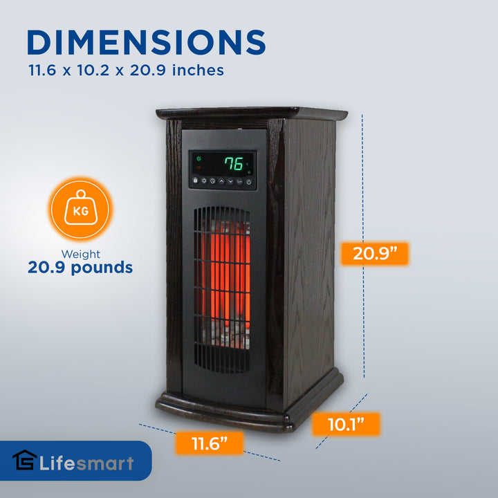 LifeSmart LifePro 1500W Infrared Quartz Indoor Tower Space Heater, Black (2 Pk)