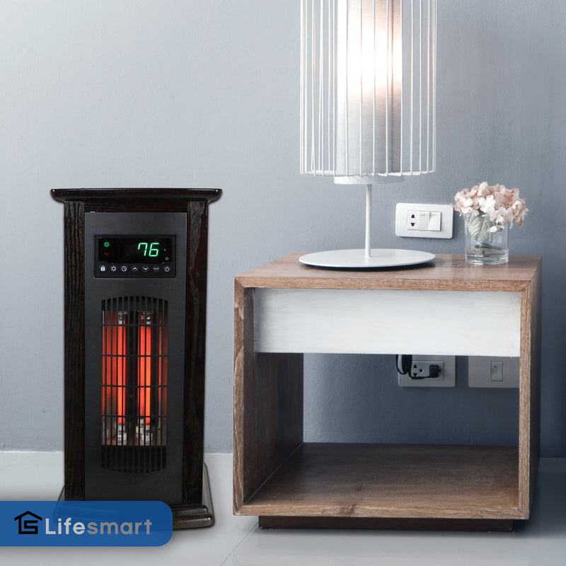 LifeSmart LifePro 1500W Infrared Quartz Indoor Tower Space Heater, Black (2 Pk)