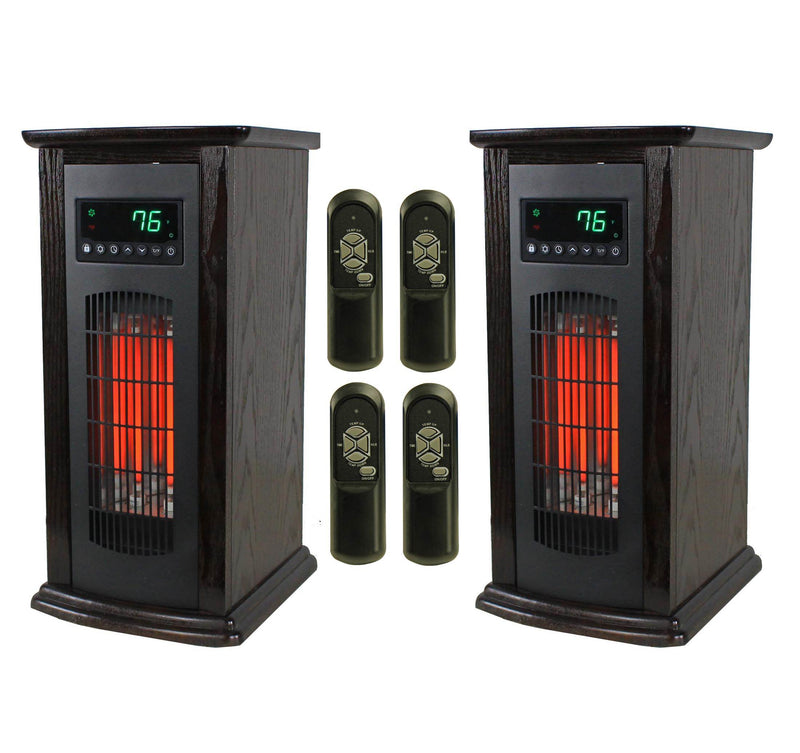 LifeSmart LifePro 1500W Infrared Quartz Indoor Tower Space Heater, Black (2 Pk)