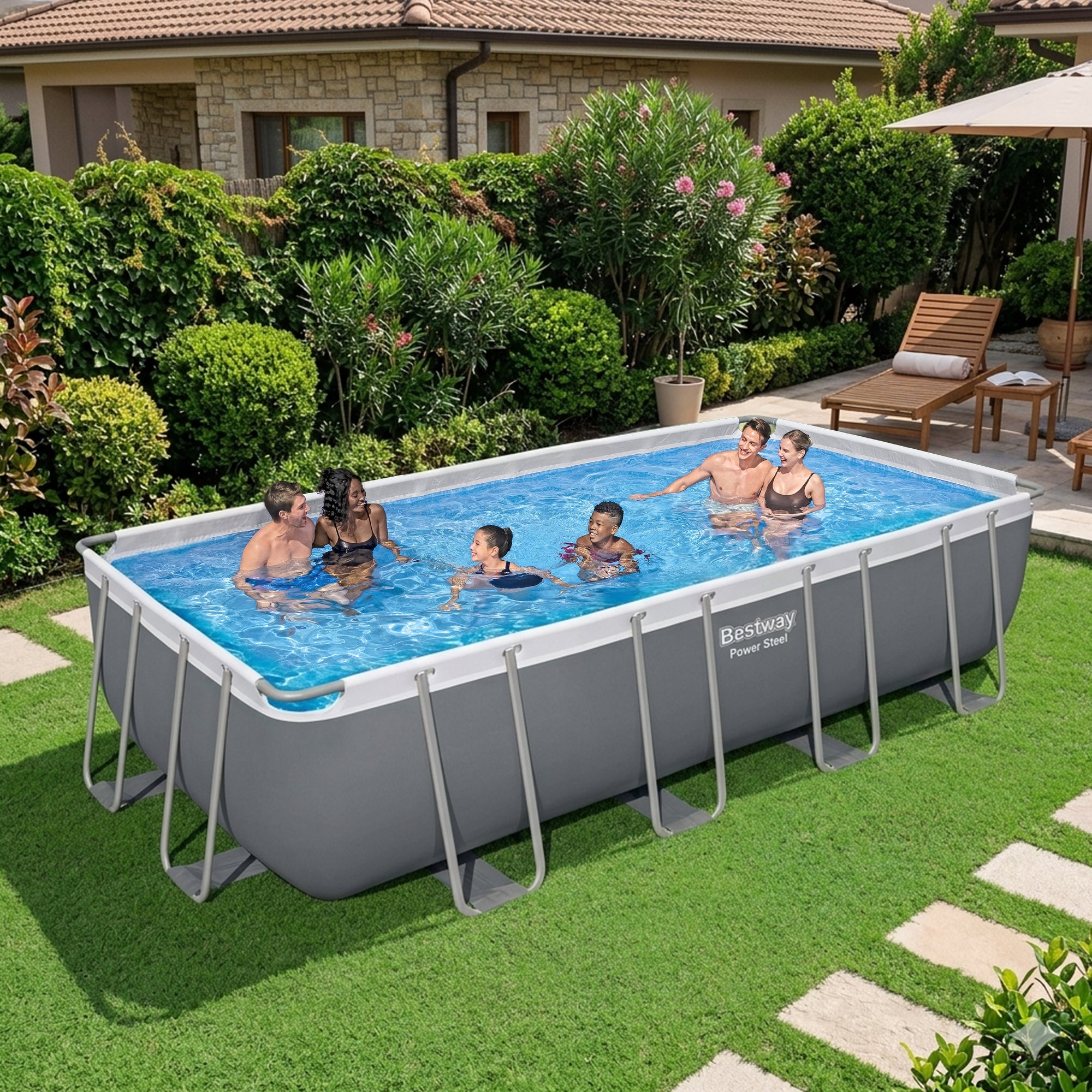 Bestway Power Steel 18'x9'x48" Rectangular Above Ground Swimming Pool (Open Box)