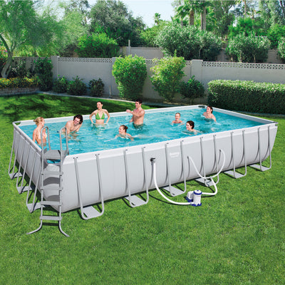 Bestway 56542E 24' x 12' x 52" Power Steel Frame Above Ground Swimming Pool Set