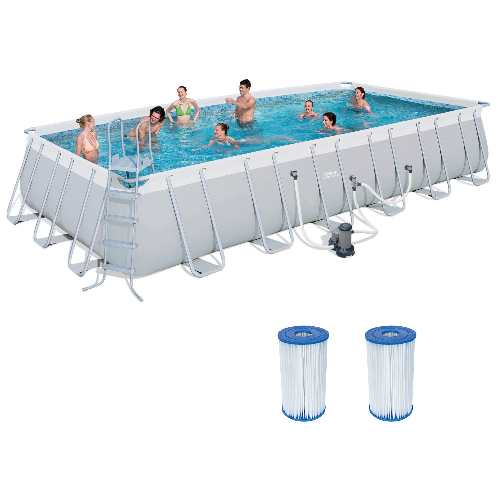Bestway 24ft x 12ft x 52in Above Ground Swimming Pool Set w/ Cartridges (2 Pack) - VMInnovations