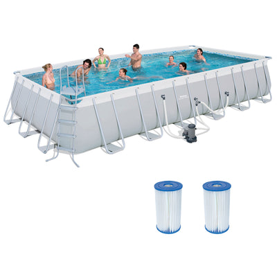 Bestway 24ft x 12ft x 52in Above Ground Swimming Pool Set w/ Cartridges (2 Pack) - VMInnovations