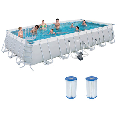 Bestway 24ft x 12ft x 52in Above Ground Swimming Pool Set w/ Cartridges (2 Pack)