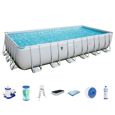 Bestway 56542E 24' x 12' x 52" Power Steel Frame Above Ground Swimming Pool Set