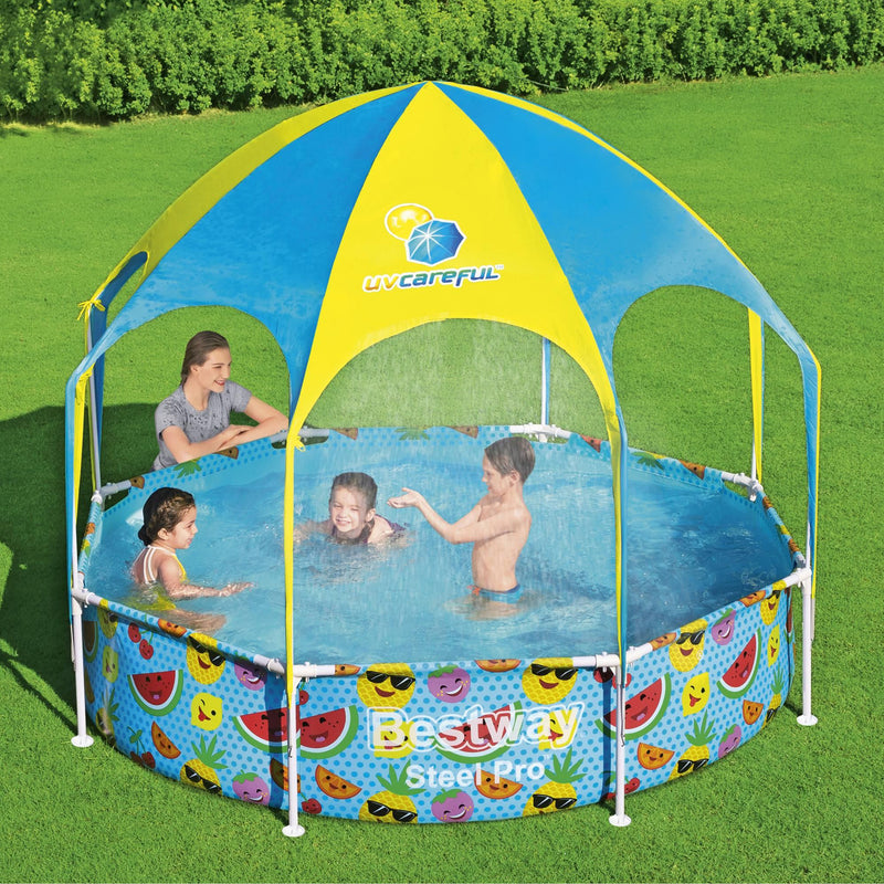 Bestway 8 Ft x 20 In UV Careful Splash in Shade Spray Round Pool, Fruit (Used)