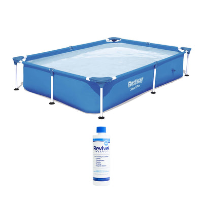 Bestway Steel Pro 7.25 x 5 x 1.4 Ft Rectangular Above Ground Kids Swimming Pool