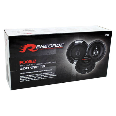 Renegade RX62 6.5" 200 Watt 3-Way 4-ohm Car Audio Coaxial Speakers (Pair) (Used)
