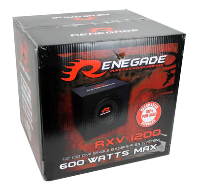Renegade RXV1200 12" 600 Watt Single Car Audio Subwoofer Sub - (Open Box)