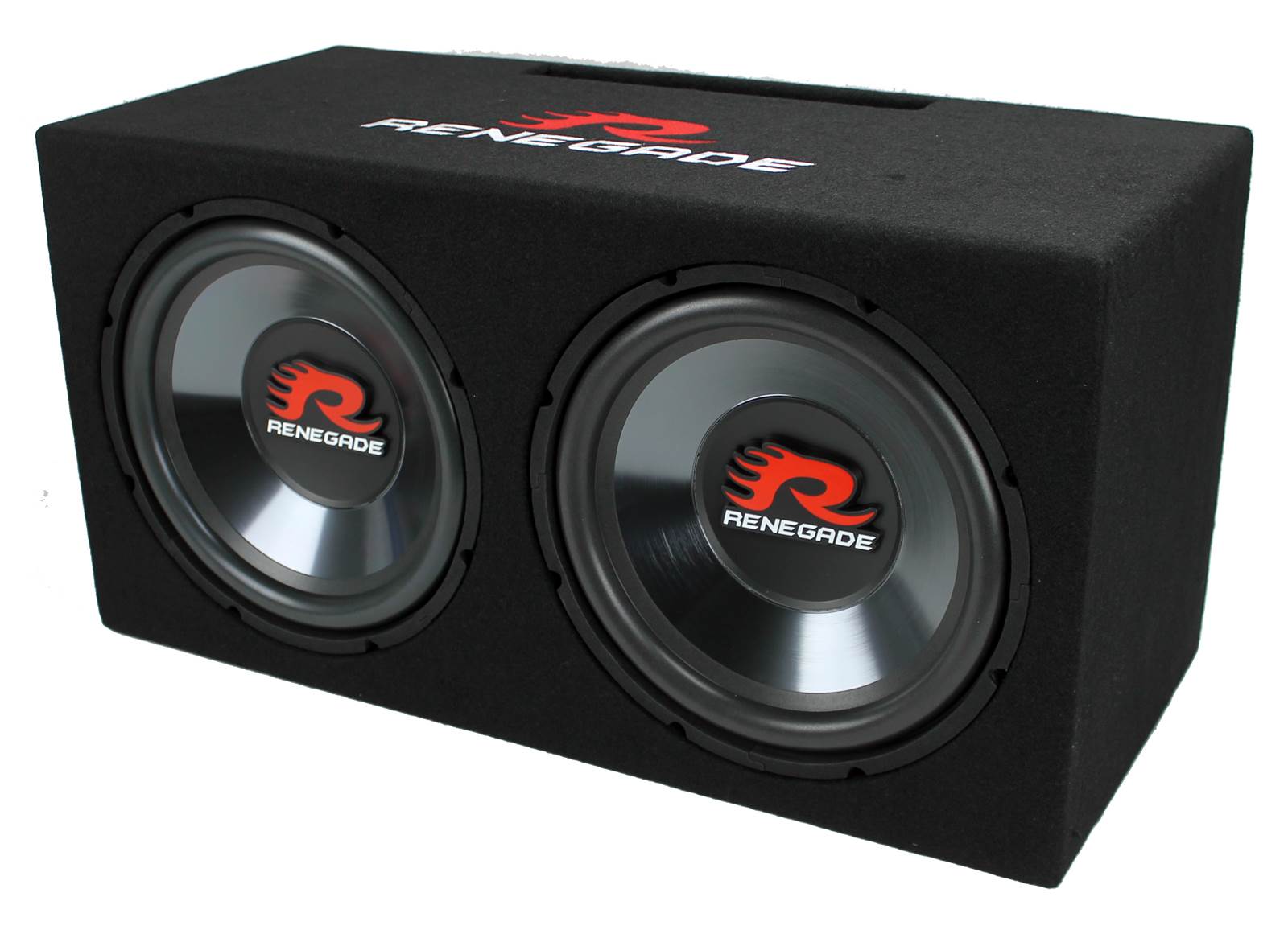 Renegade RXV1202 12" 1200 Watt Dual Subwoofer with Enclosure, Pair (For Parts)