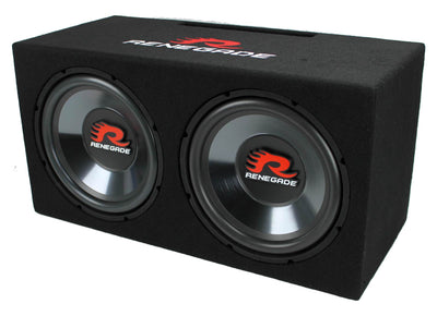 Renegade RXV1202 12" 1200 Watt Dual Subwoofer with Enclosure, Pair (For Parts)