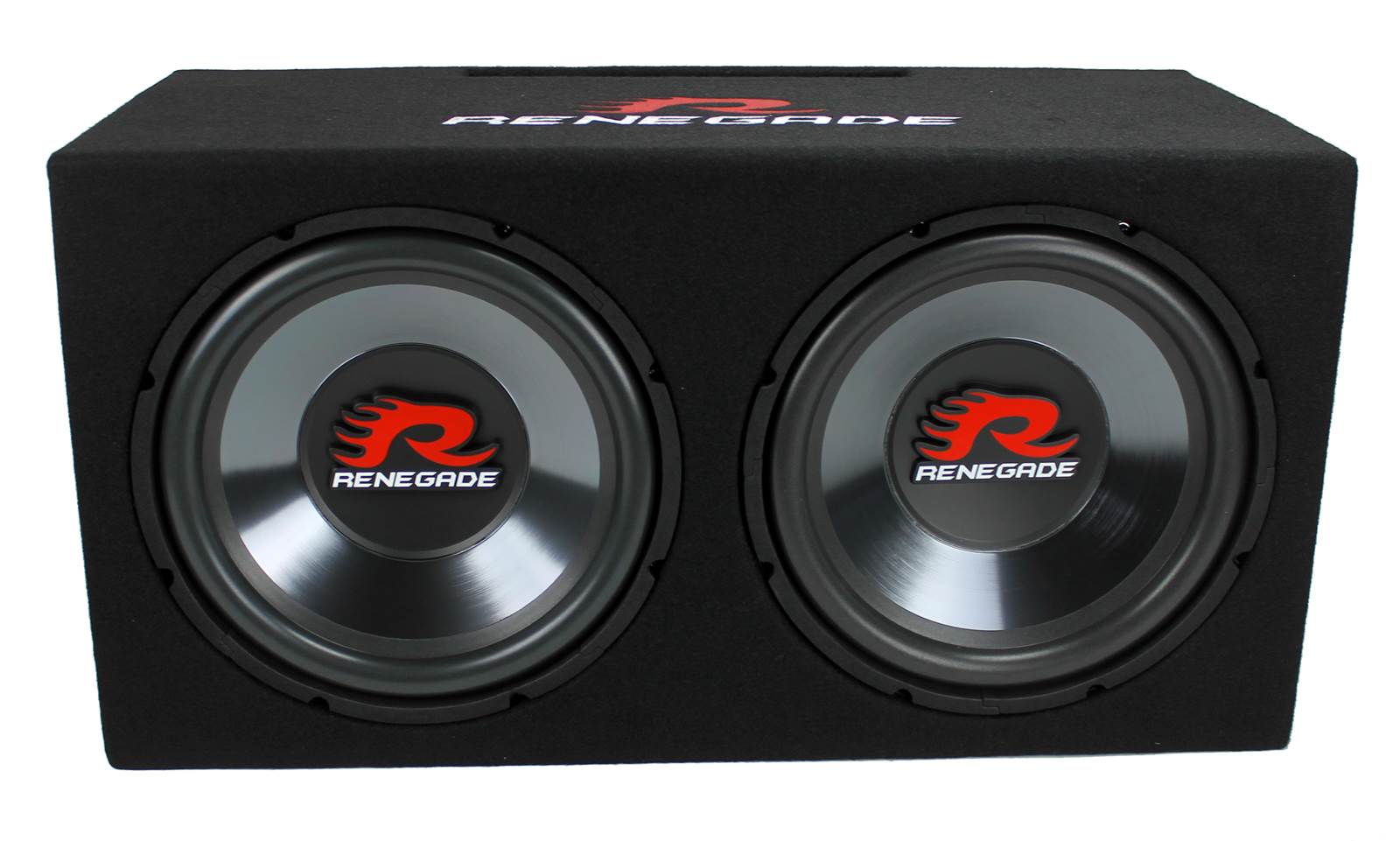 Renegade RXV1202 12" 1200 Watt Dual Subwoofer with Enclosure, Pair (For Parts)