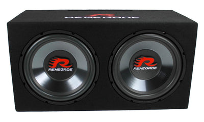 Renegade RXV1202 12" 1200 Watt Dual Subwoofer with Enclosure, Pair (For Parts)