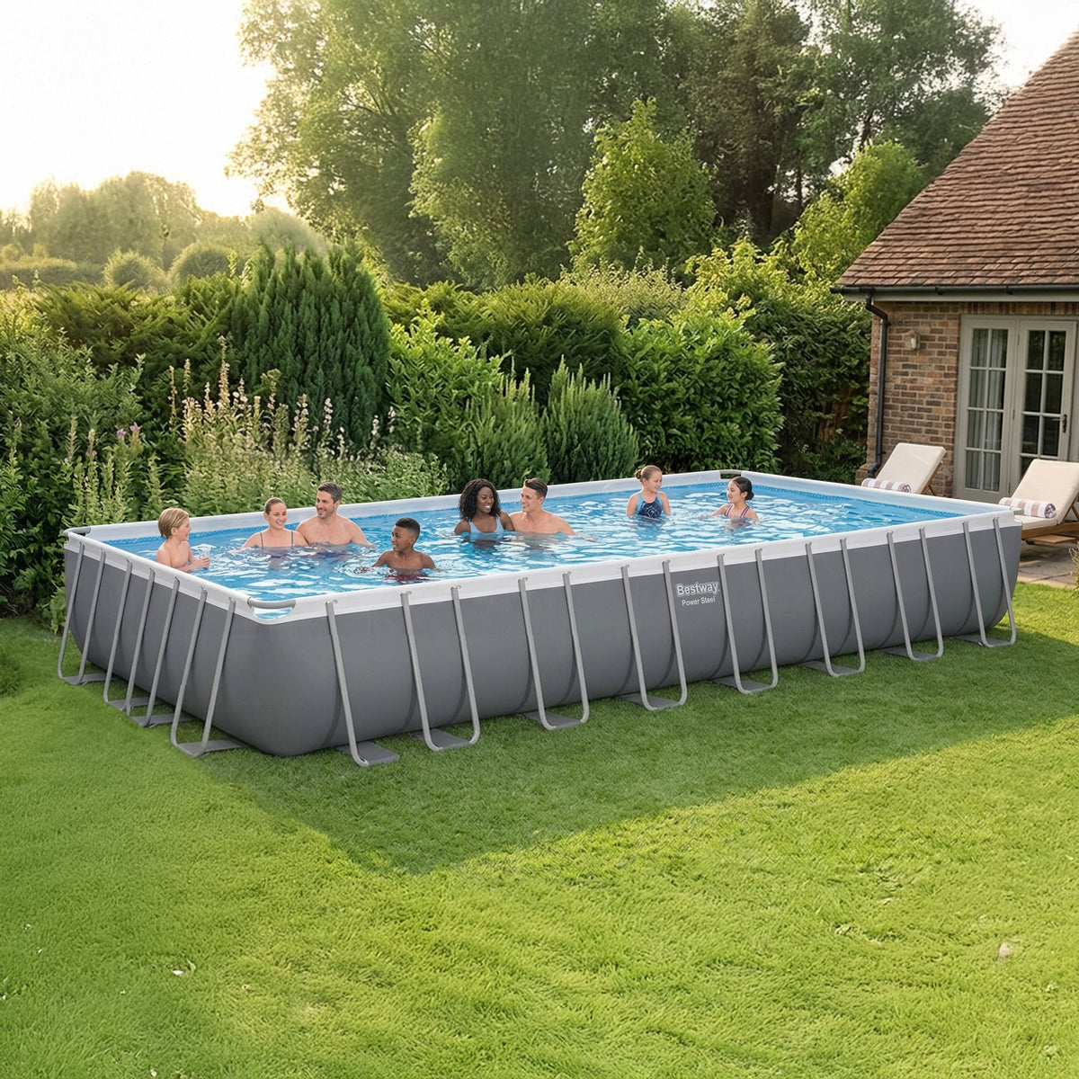 Bestway 31.3 x 16-Foot Rectangular Frame Above Ground Pool Set w/ Pump(Open Box)