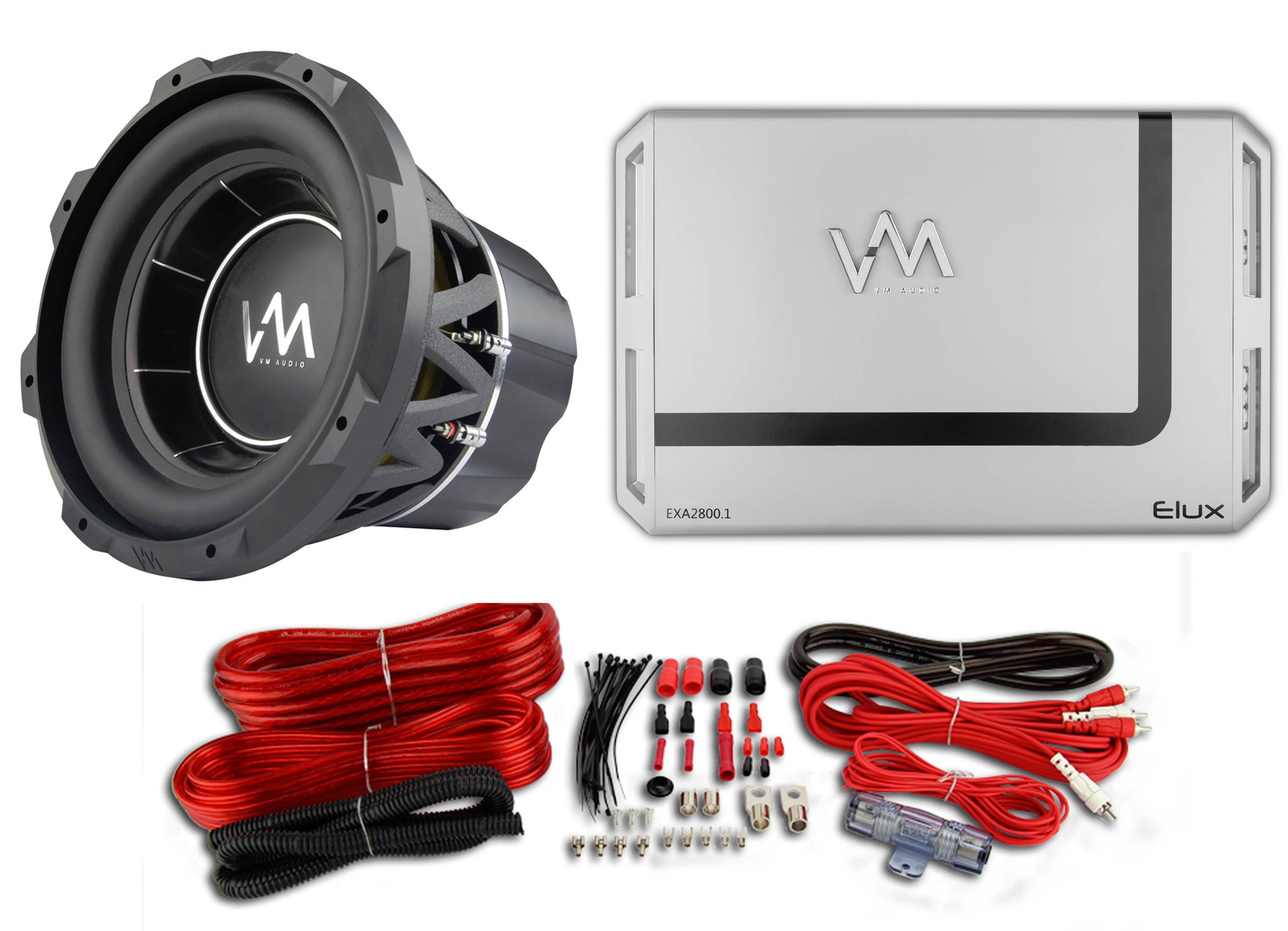 VM Audio Encore 12" Car Subwoofer 3000W DVC + Mono VM Audio Amp + 4 Gauge Wiring