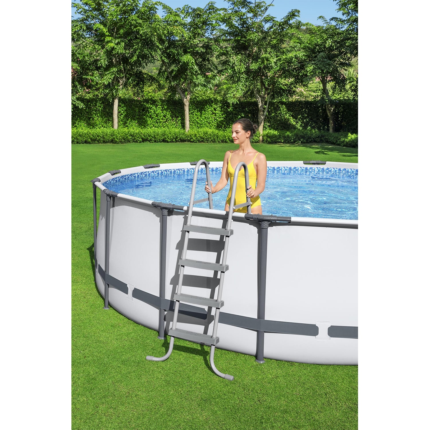 Bestway 15ft x 48in Steel Pro Max Round Frame Above Ground Swimming Pool Set - VMInnovations