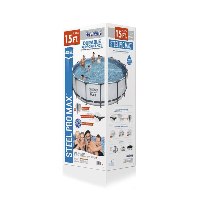 Bestway 15 Foot Steel Pro Max Above Ground Pool and API Revive! 32 Oz Clarifier - VMInnovations