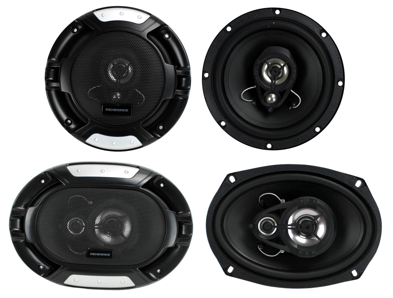 2) New Renegade RX62 6.5" 200 Watt + 2) RX693 6x9" 300 Watt 3-Way Car Speakers