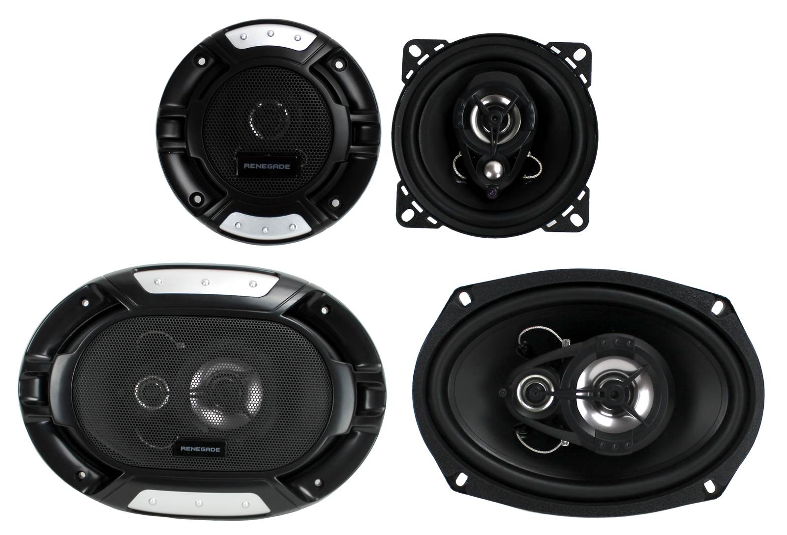 2) Renegade RX42 4" 120 Watt + 2) RX693 6x9" 300 Watt 3-Way Car Audio Speakers