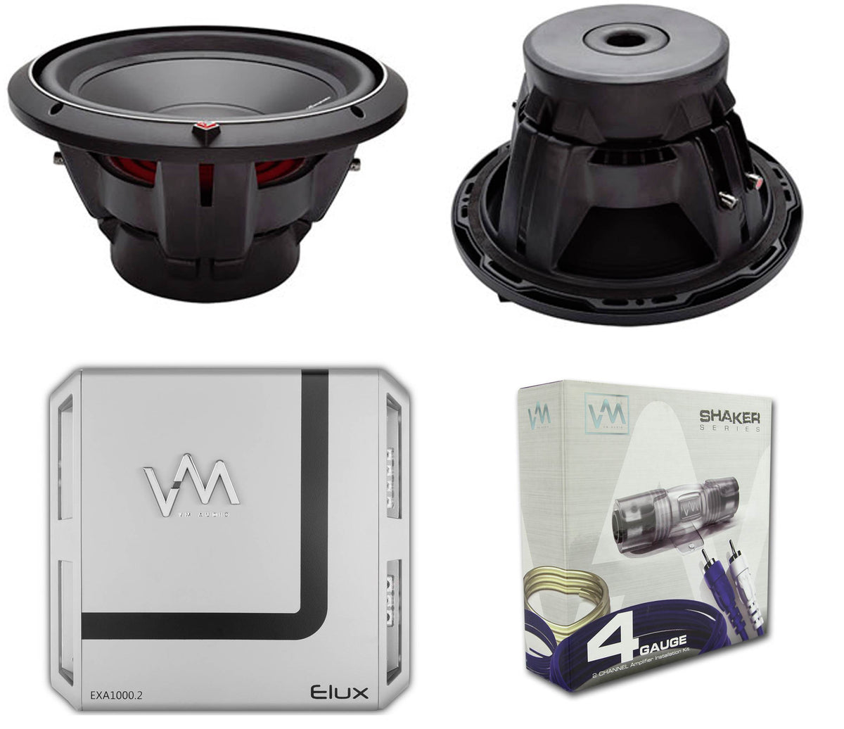 2) ROCKFORD FOSGATE P2D4-12 12" 1600W DVC 4-Ohm Subs P2D412 + VM Amp + Wiring