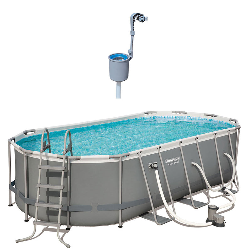 Bestway 18ft x 9ft x 4ft Power Swimming Pool w/ Surface Skimmer Cleaner