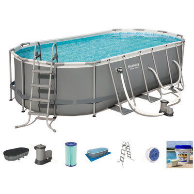 Bestway Power Steel 18ft x 9ft x 48in Above Ground Swimming Pool Set with Pump - VMInnovations