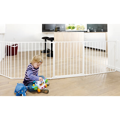 BabyDan Flex Hearth 35.4-109.5" XL Size Safety Baby Gate for Fireplace, White