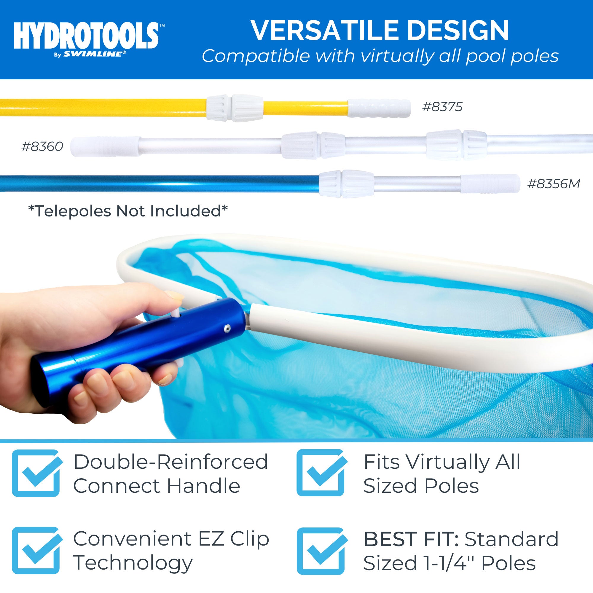 Swimline 8033 Hydrotools Aluminum Deep Bag Swimming Pool Rake Leaf Skimmer Net - VMInnovations