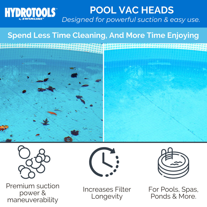 Swimline HydroTools 8110 Weighted Half Moon Pool Spa Maintenance Vacuum Head - VMInnovations