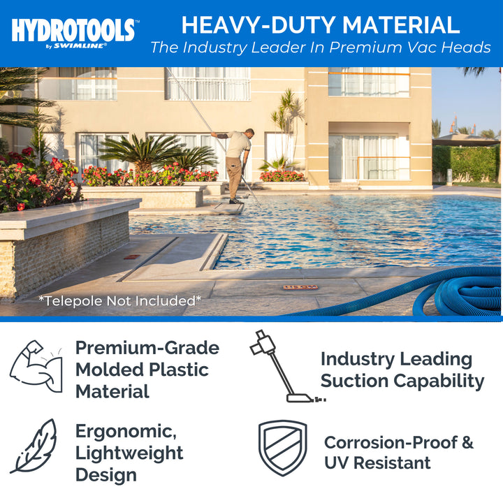 Swimline HydroTools 8110 Weighted Half Moon Pool Spa Maintenance Vacuum Head - VMInnovations