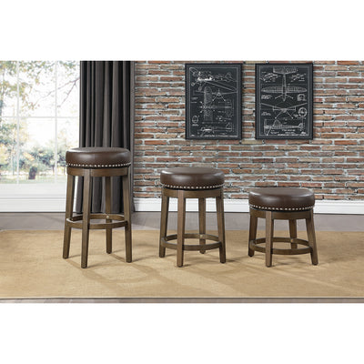 Lexicon Whitby 18 Inch Dining Height Round Swivel Seat Bar Stool, Brown (2 Pack)