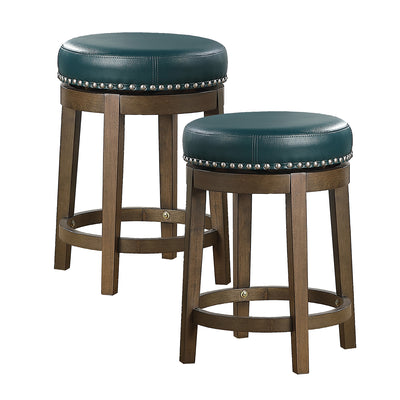 Lexicon Whitby 25 Inch Counter Height Round Swivel Seat Stool, Green (4 Pack)