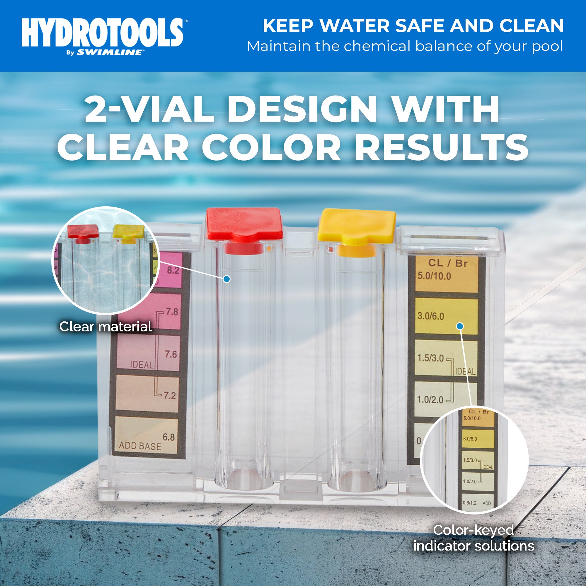 Swimline HydroTools 8410 Swimming Pool Spa Chlorine Bromine pH Water Testing Kit - VMInnovations