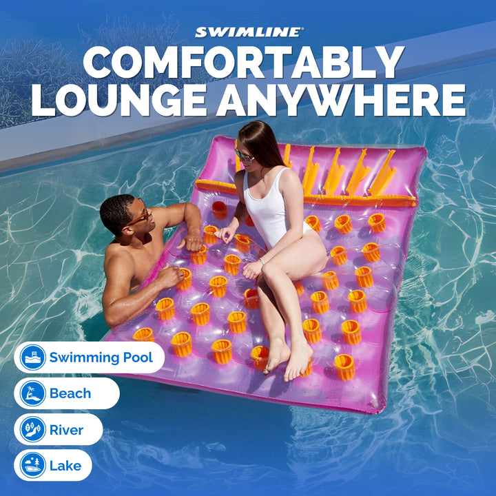 Swimline 9036 2-Person Inflatable Floating Air Mattress Pool Lounger, Purple - VMInnovations