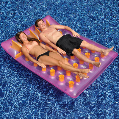 Swimline 2-Person Pool Float Mattress Lounger, Purple & 12 Volt Electric Pump - VMInnovations