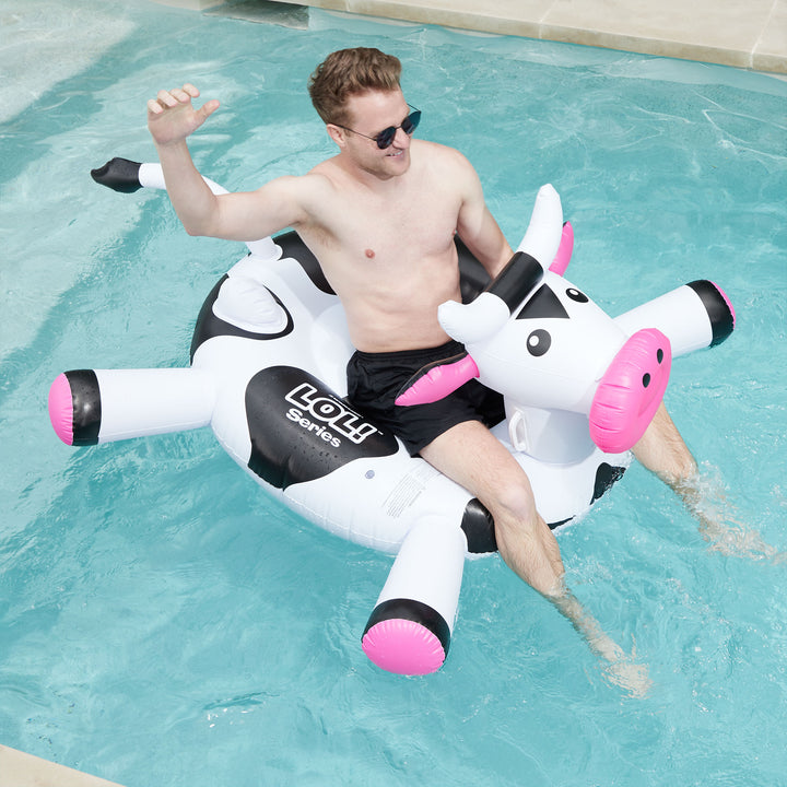 Swimline Giant 56" Inflatable LOL Cow Swimming Pool or Lake Floating Water Raft