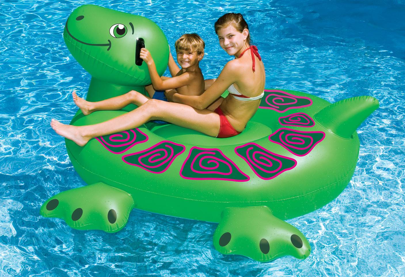 Swimline 90622 Swimming Pool Kids Inflatable Giant Rideable Turtle Float Toy 74" - VMInnovations