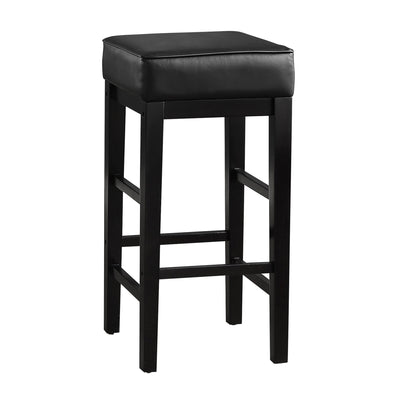 Lexicon 29 Inch Pub Height Wooden Bar Stool Leather Seat Barstool, Black (Used)