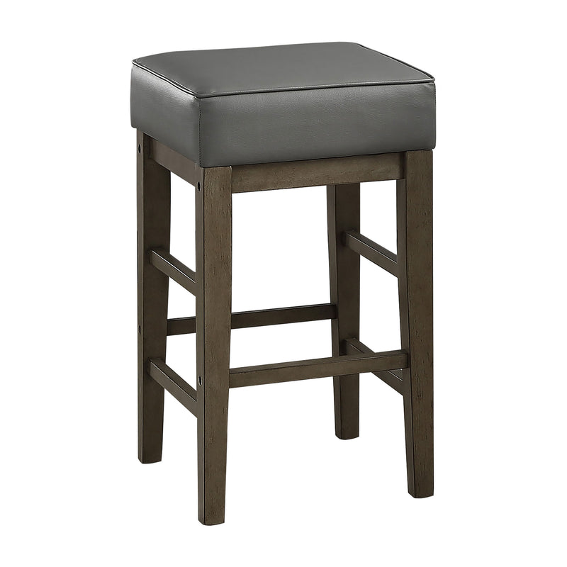 Lexicon 24 Inch Wooden Counter Stool Faux Leather Seat Barstool, Gray (Used)